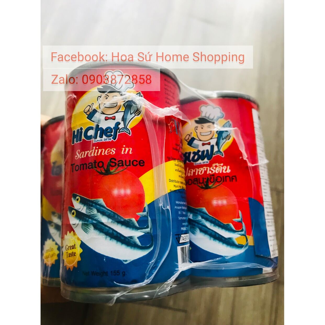 LỐC 10 LON CÁ NỤC SỐT CÀ CHUA HI CHEF 155 GRAM THÁI LAN