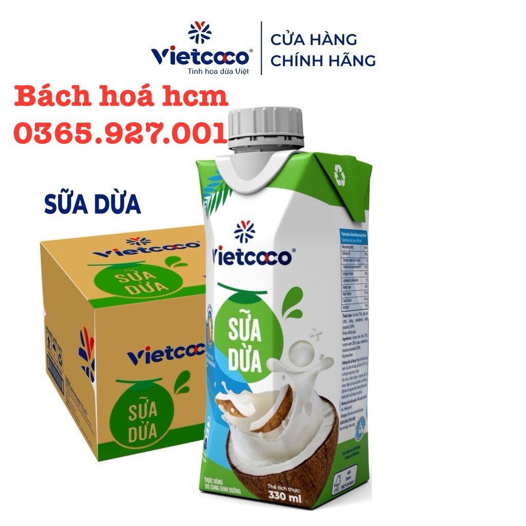 Sữa dừa vietcoco, cam kết date mới nhất (hộp giấy 330ml)