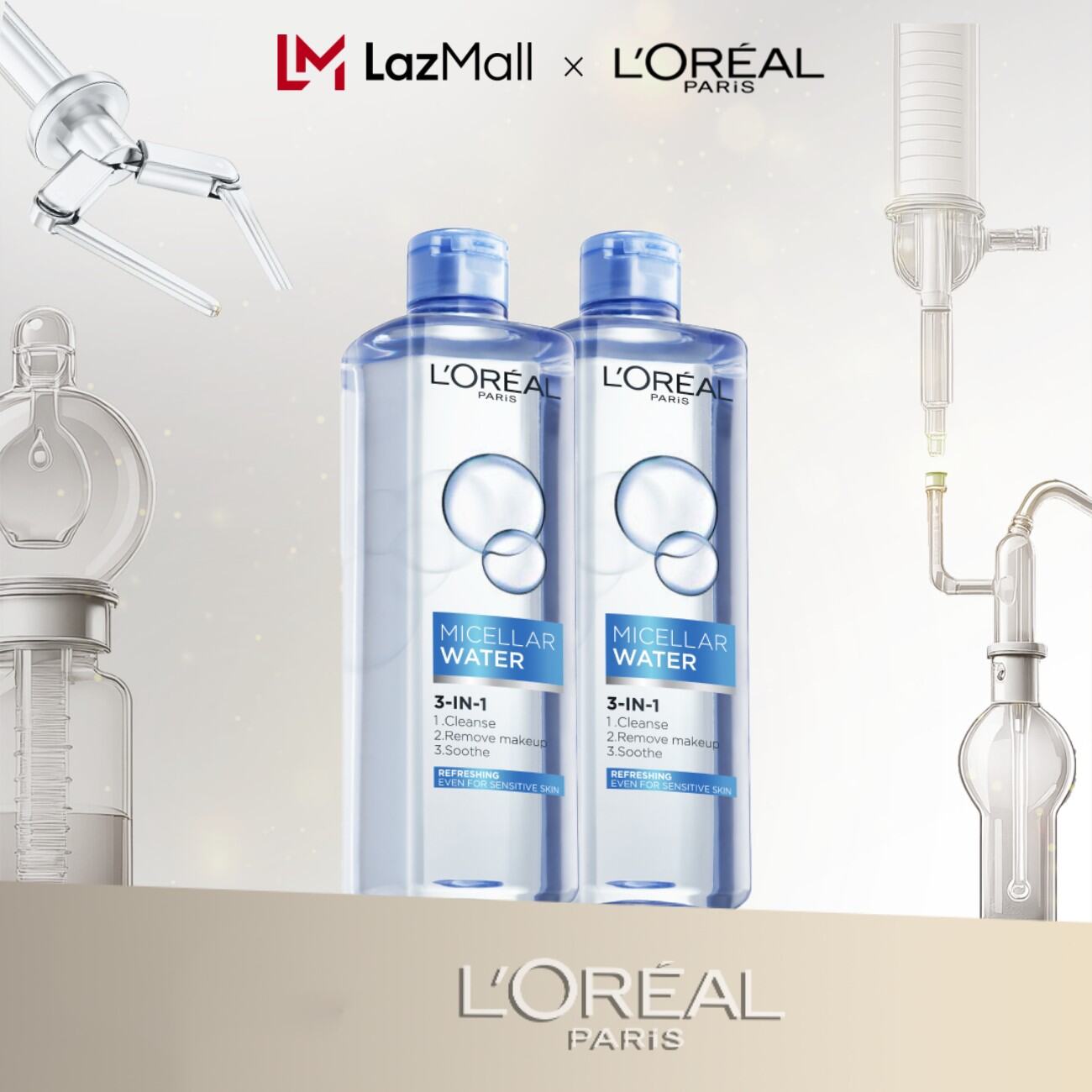 Bộ 2 nước tẩy trang tươi mát Micellar Water L'Oreal Paris 400mlx2