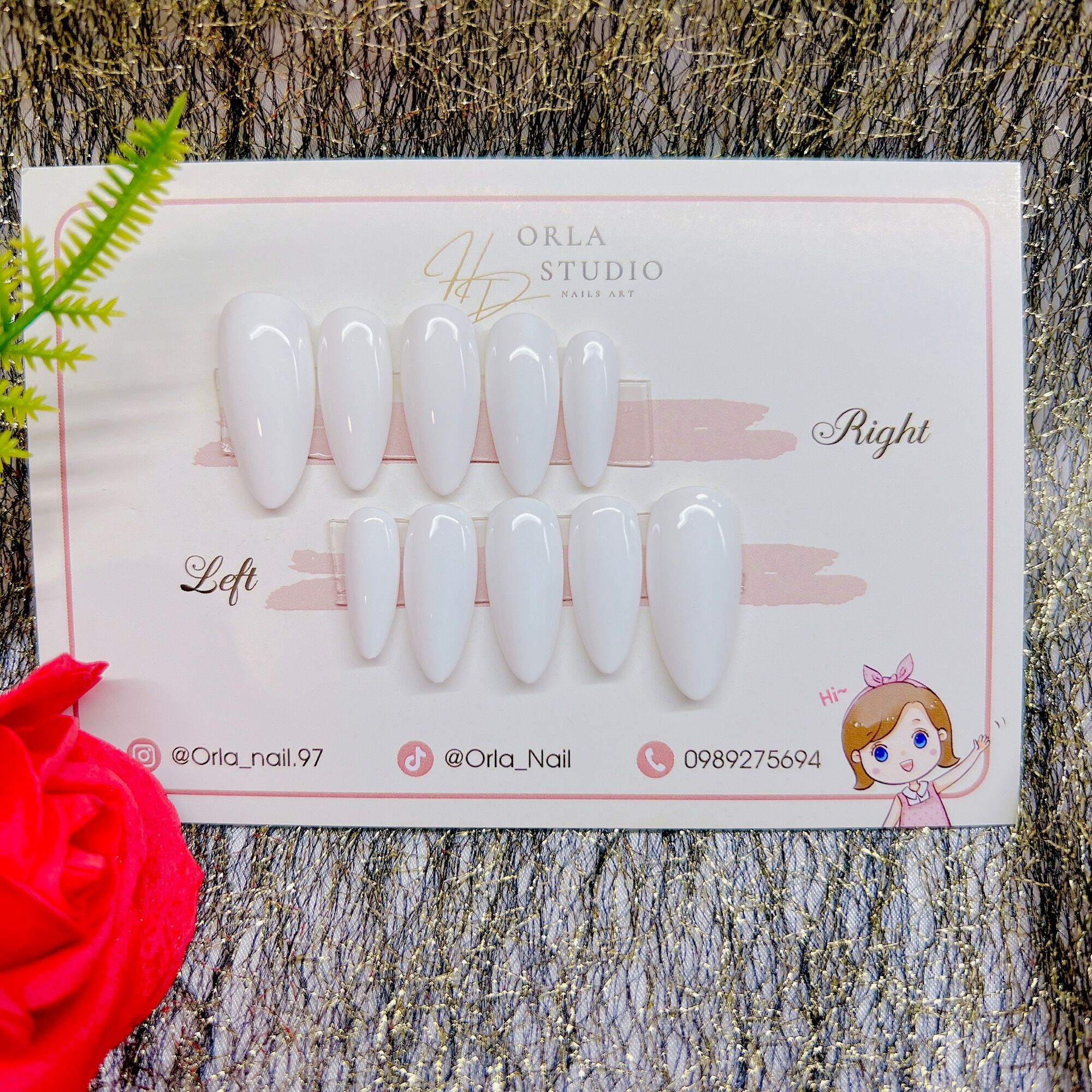 Nailbox cô dâu nền trắng trơn đơn giản D822