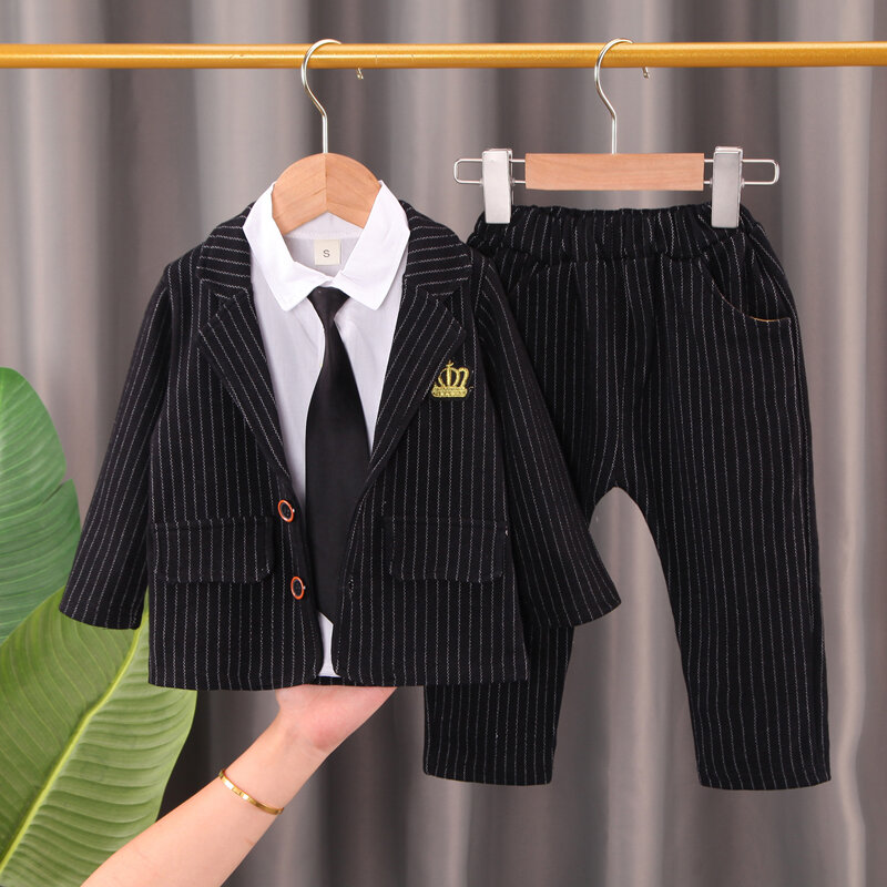 Bộ vest trẻ em nam đẹp trai bộ vest thường ngày kiểu tây trang phục mùa thu cho trẻ em bộ ba chiếc phong cách tây cho bé lễ phục phong cách anh cho trẻ em