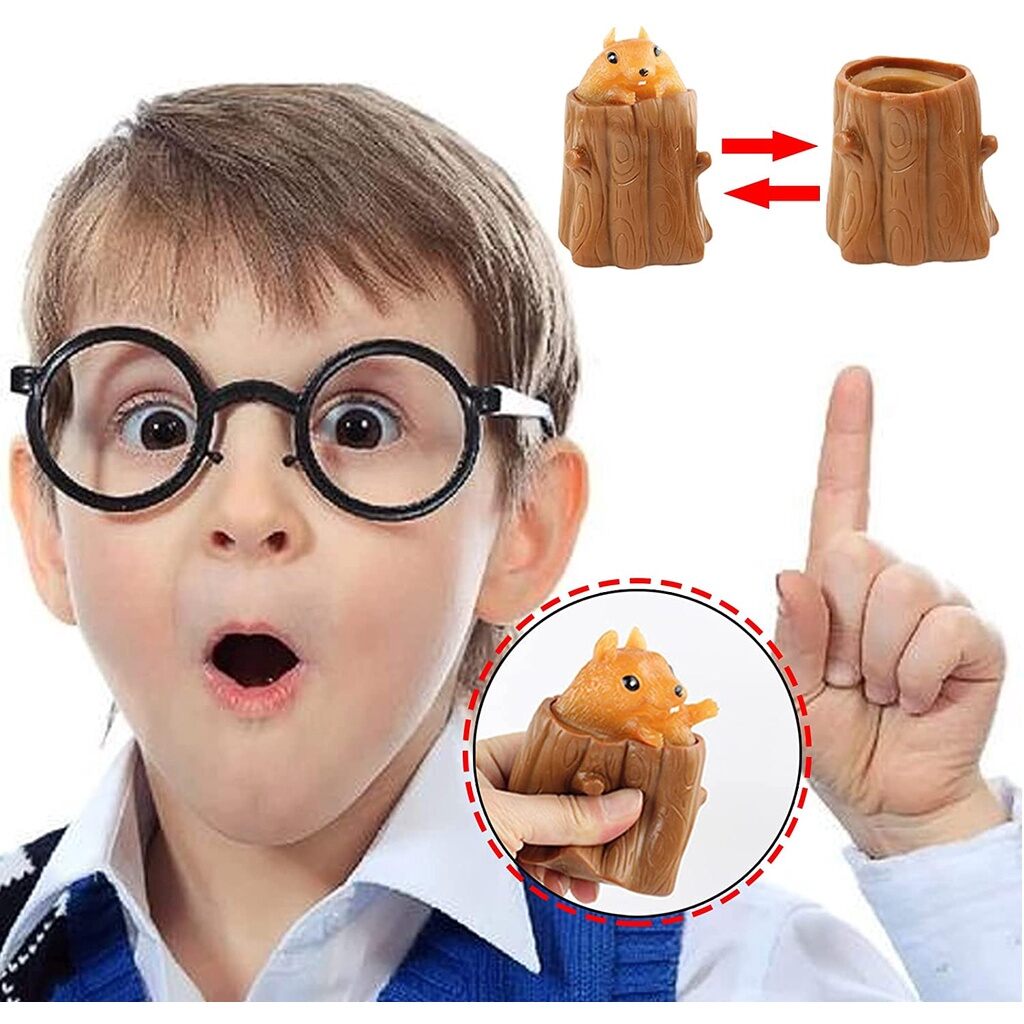 [ Đồ Chơi Giải Stress ] Sóc Trốn Gốc Cây - Squishy Mềm Bóp Giải Toả Căng Thẳng