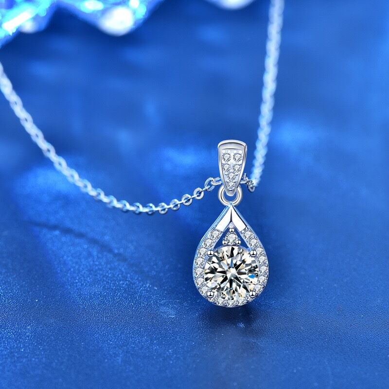 Dây chuyền nữ bạc ý xi bạch kim đính kim cương moissanite