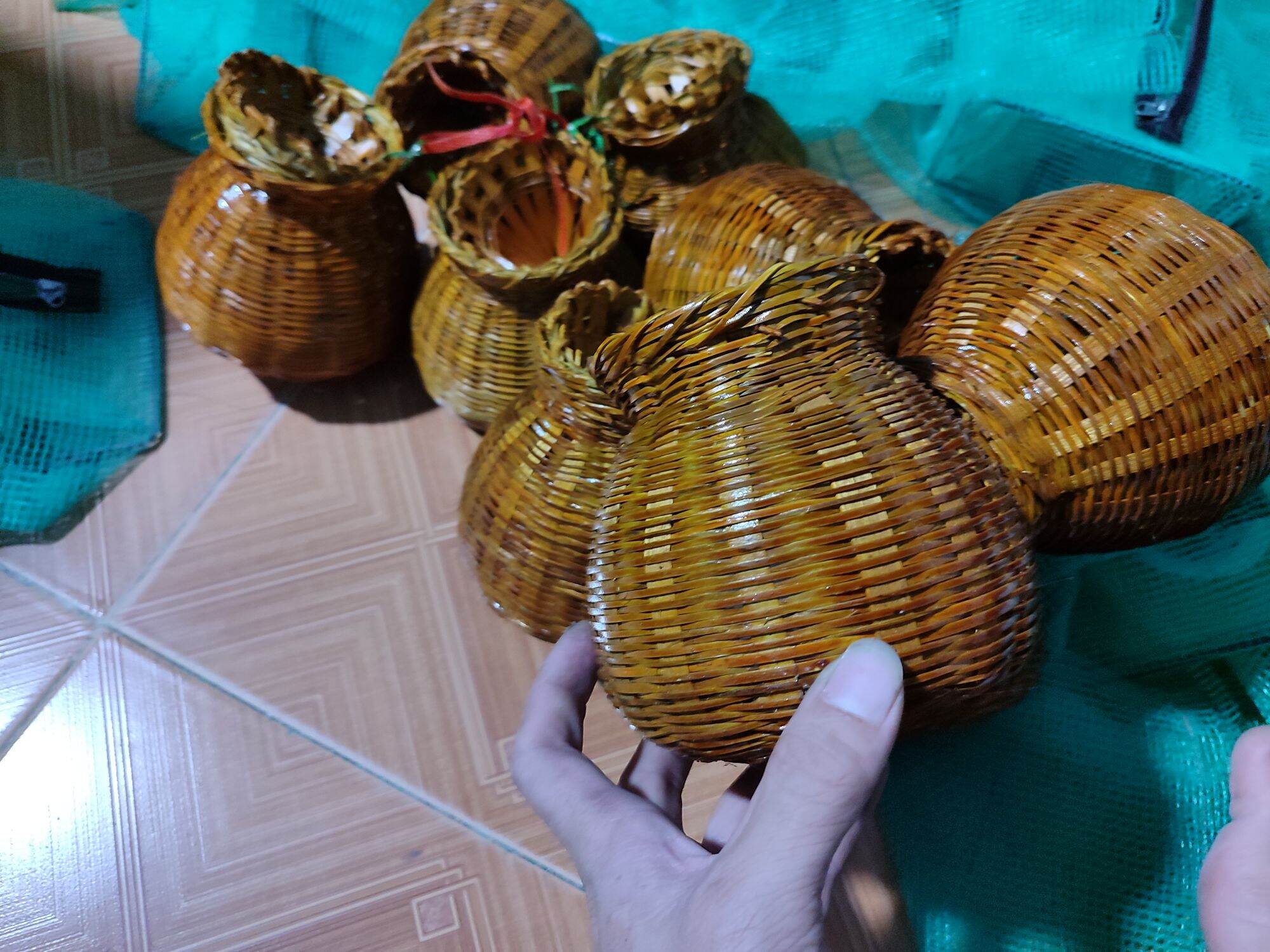 Giỏ cá trang trí,giỏ cá mây tre đan decor