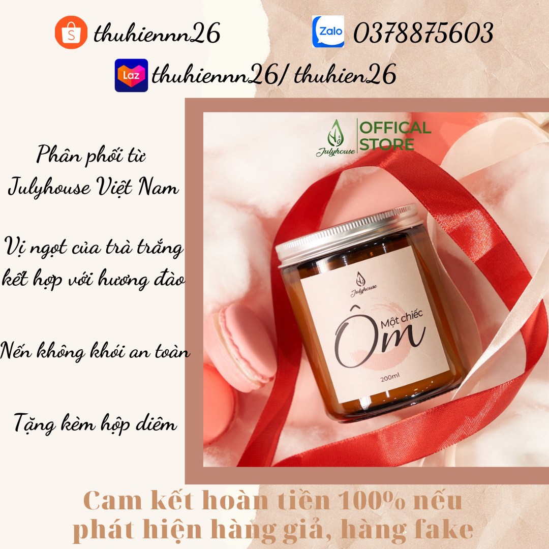 Nến thơm tinh dầu Julyhouse an toàn không khói, hương thơm thư giãn dễ chịu