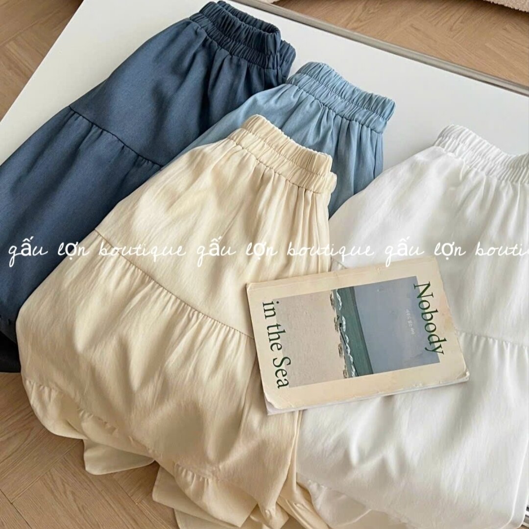 chân váy midi 3 tầng chất thô 2lớp hàn quốc