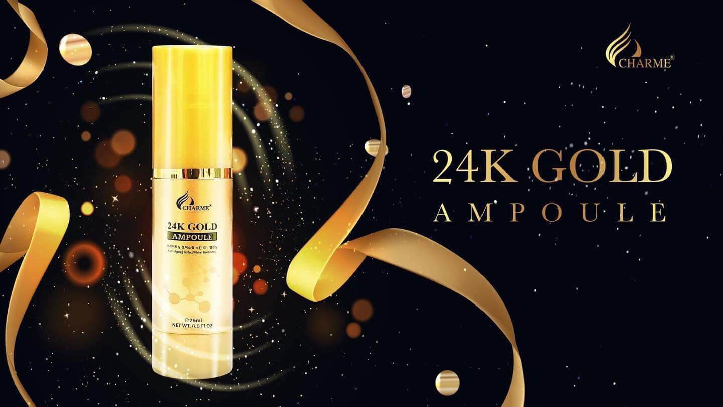 [Hcm]Serum Vàng Char.me 24K Goil Ampoule Chiết Xuất Cam Thảotạo Vẽ Mềm Mịn Căng Bóng Da. 