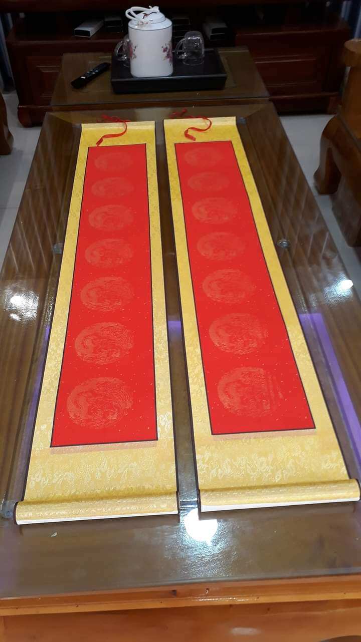 Biểu viết câu đối bo lụa Kích thước 23x120cm
