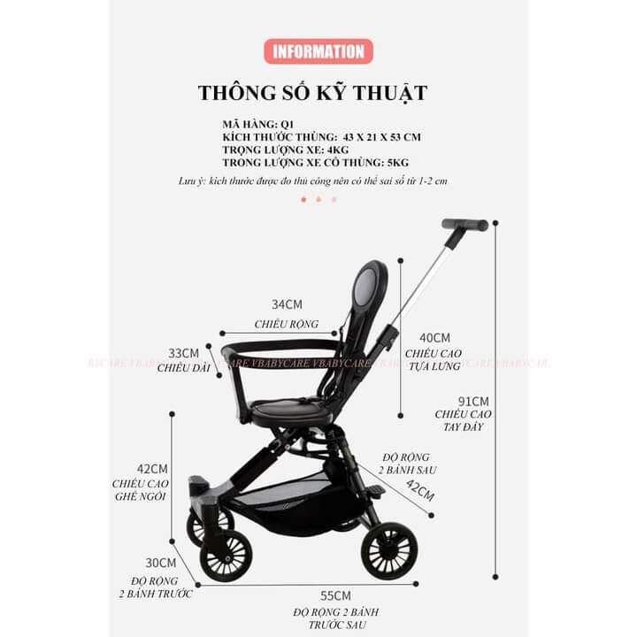 XE ĐẨY ĐẢO CHIỀU GẤP GỌN VBABY Q1