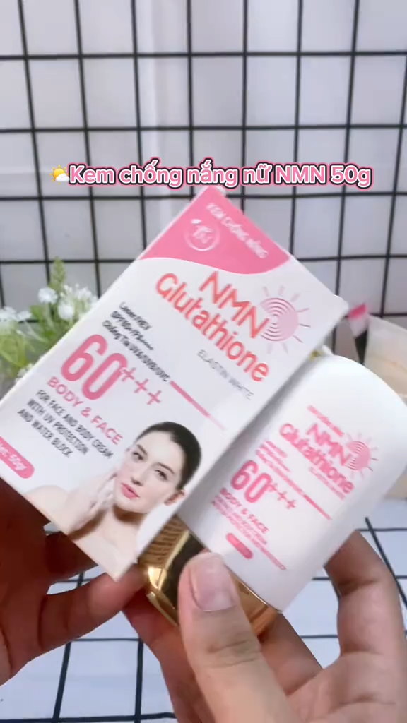 elastin nmn glutathione Kem Chống Nắng NMN Glutathione Elastin White SPF60+++ 50g Skincare Làm Đẹp  Da