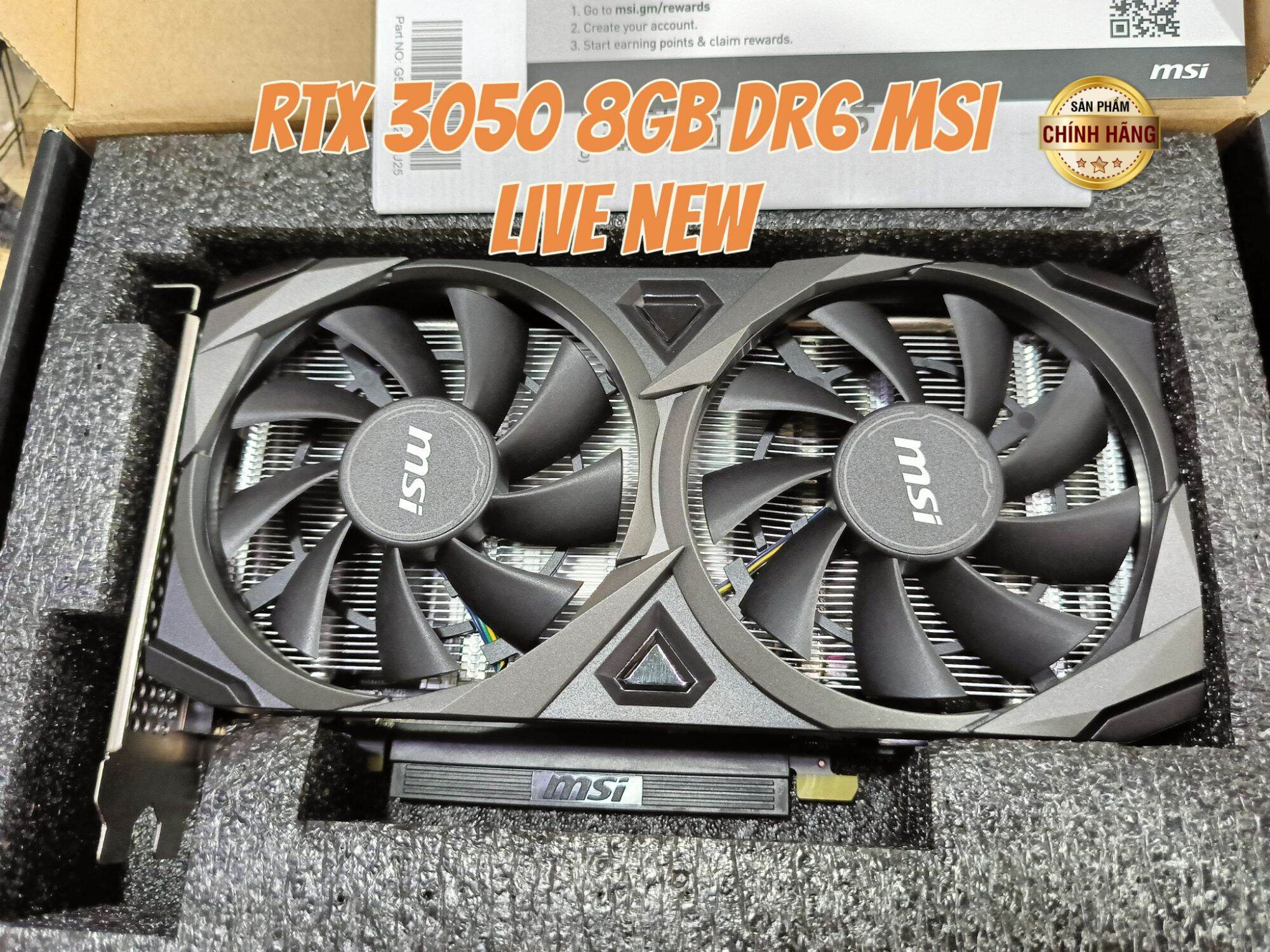 Card màn hình MSI RTX 3050 VENTUS 2X 8G OC ( hàng lướt Zin bảo hành hãng 9/2026 ) Giá 5,150,000 Đồng*Miễn phí vận chuyển