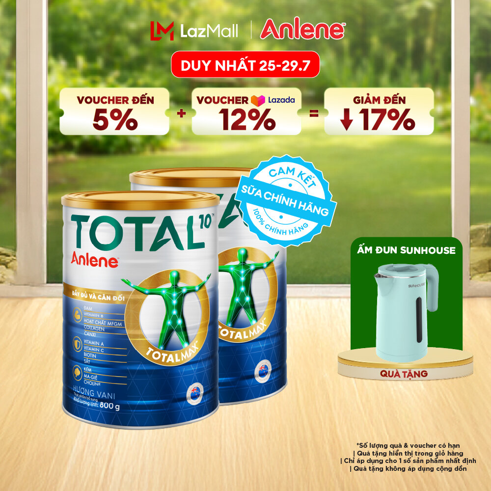 [Voucher giảm đến 26%]Combo 2 Sữa Bột Bổ Sung Dinh Dưỡng Anlene Total 10 Lon 800G
