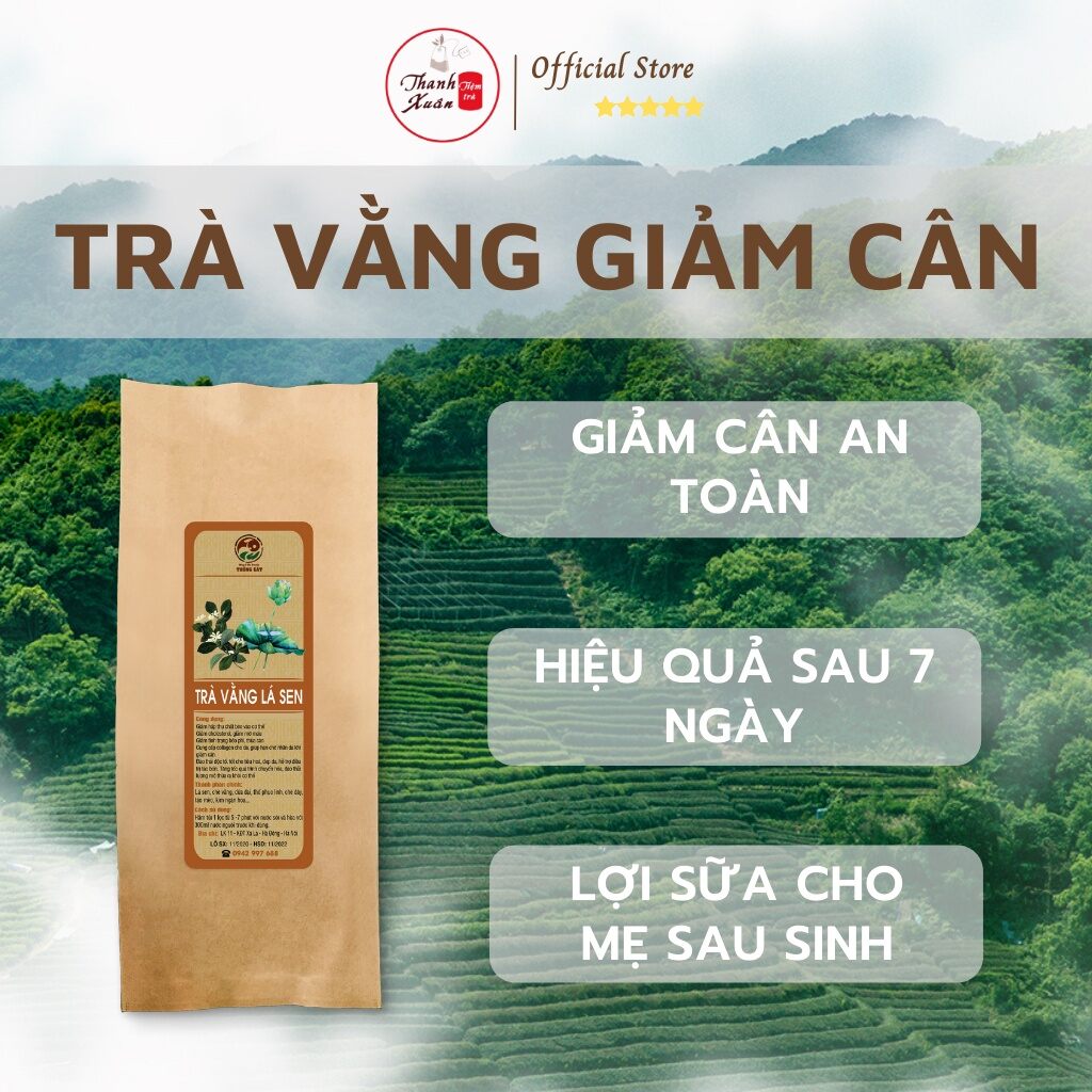 Trà vằng lá sen thảo dược Giảm cân đốt mỡ bụng đùi an toàn