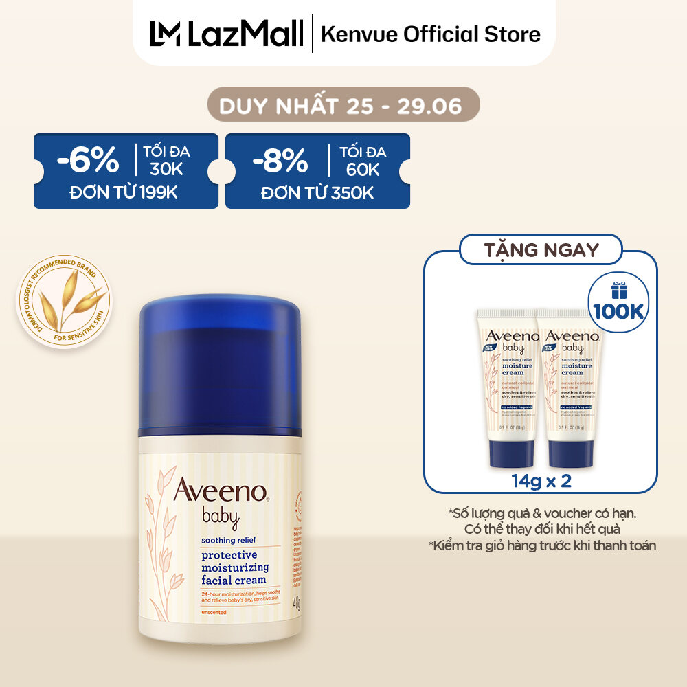 Kem dưỡng ẩm mặt làm dịu da nhạy cảm, khô ngứa Aveeno Baby Soothing Relief 48g