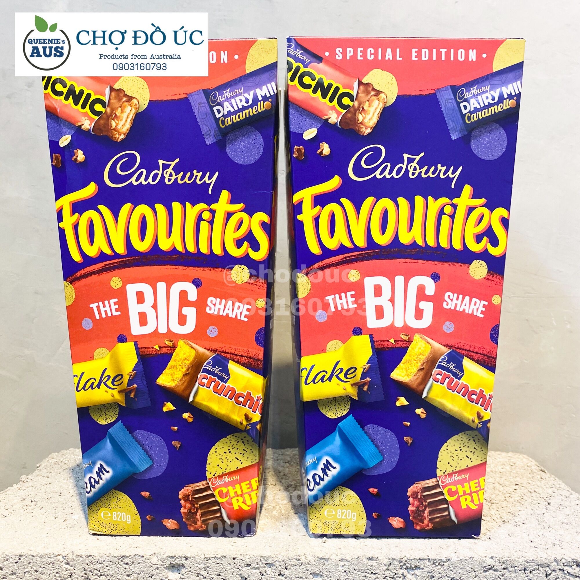 CADBURY FAVOURITES CHOCOLATE The BIG Share - phiên bản đặc biệt -  hộp khổng lồ 820g nhập Úc 🇦🇺