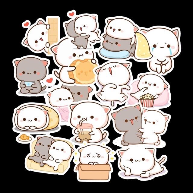Sticker Mochi peach cat cute 30-60 hình ép lụa khác nhau/ hình dán ...