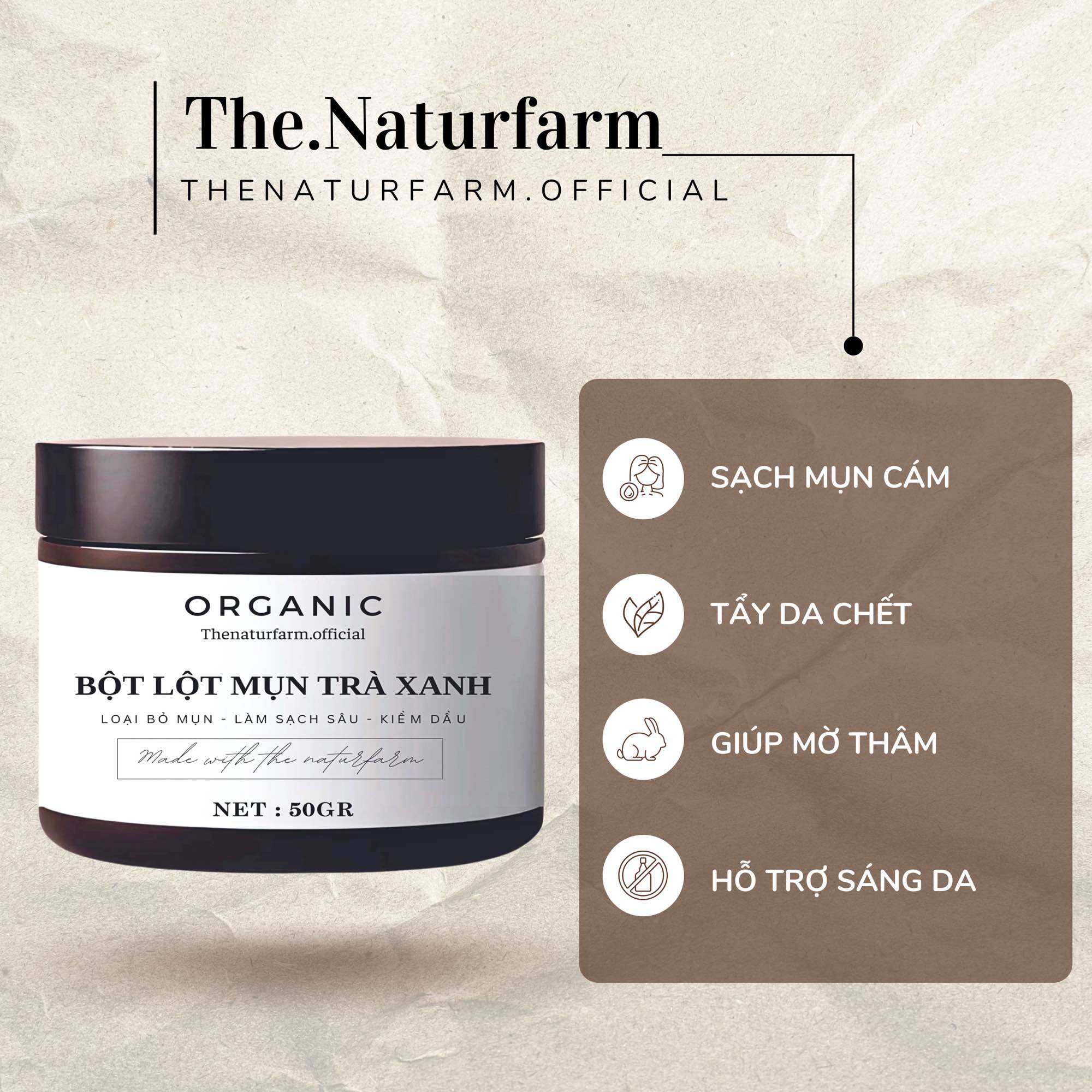Bột lột mụn matcha naturfarm sạch mụn sáng da
