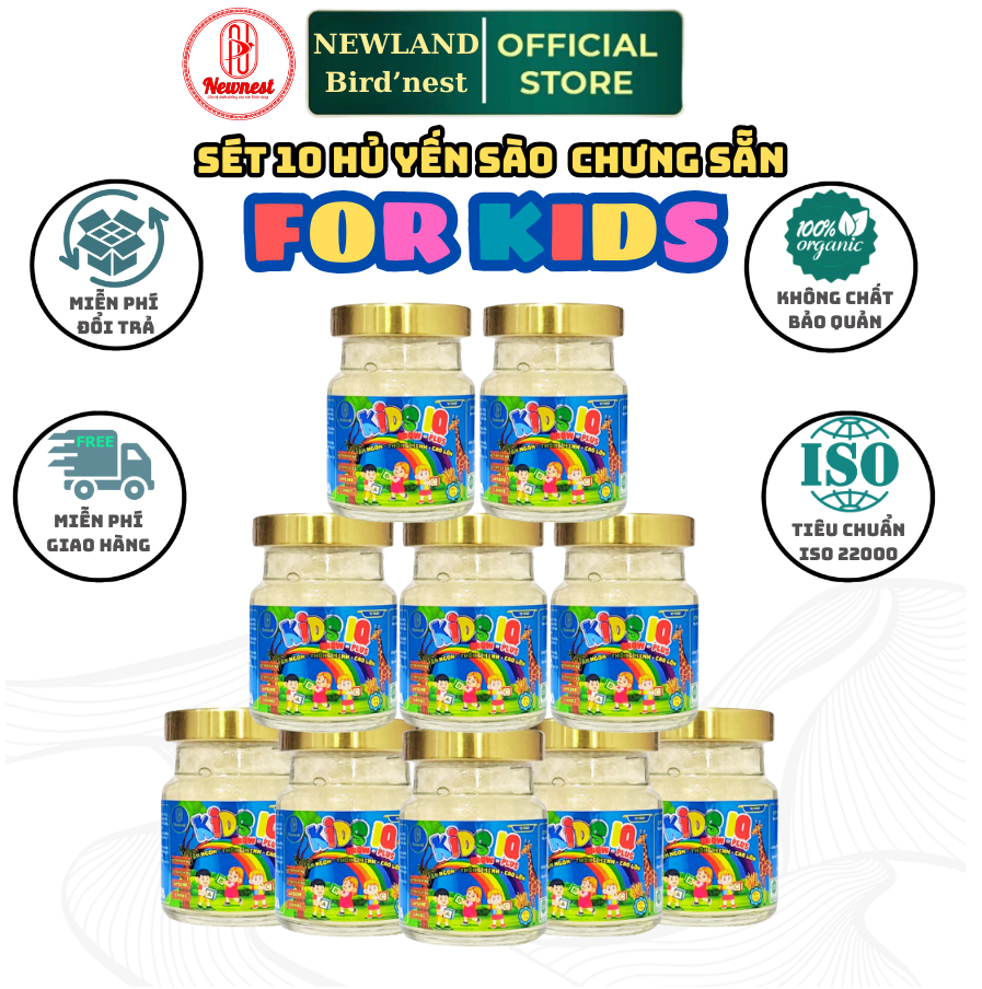 Combo 10 -  Yến sào cho bé KIDS IQ 35% yến - NEWNEST 70ML - Hộ trợ sức khỏe cho trẻ.