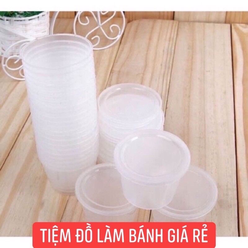 50 cốc nhựa đựng caramen, flan, sữa chua, rau câu, tròn kèm nắp LOẠI ĐẸP