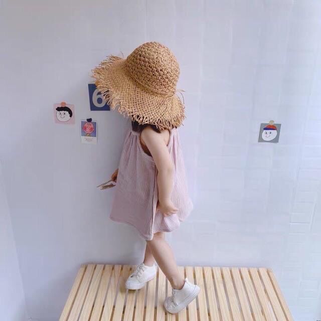 Váy 2 dây cotton đũi bé gái