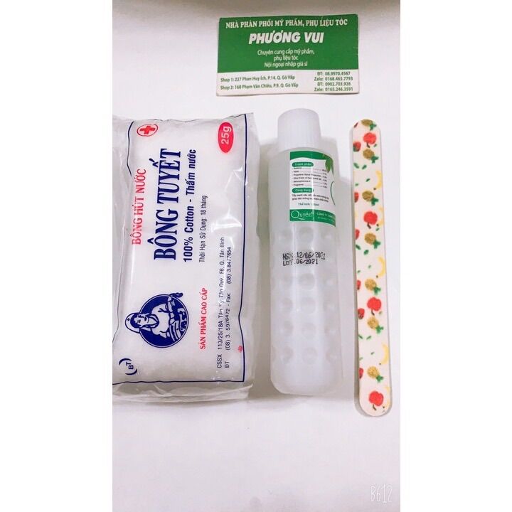Com bo nước rửa móng tay 100ml +1 gói bông gòn+1 dũa móng tay