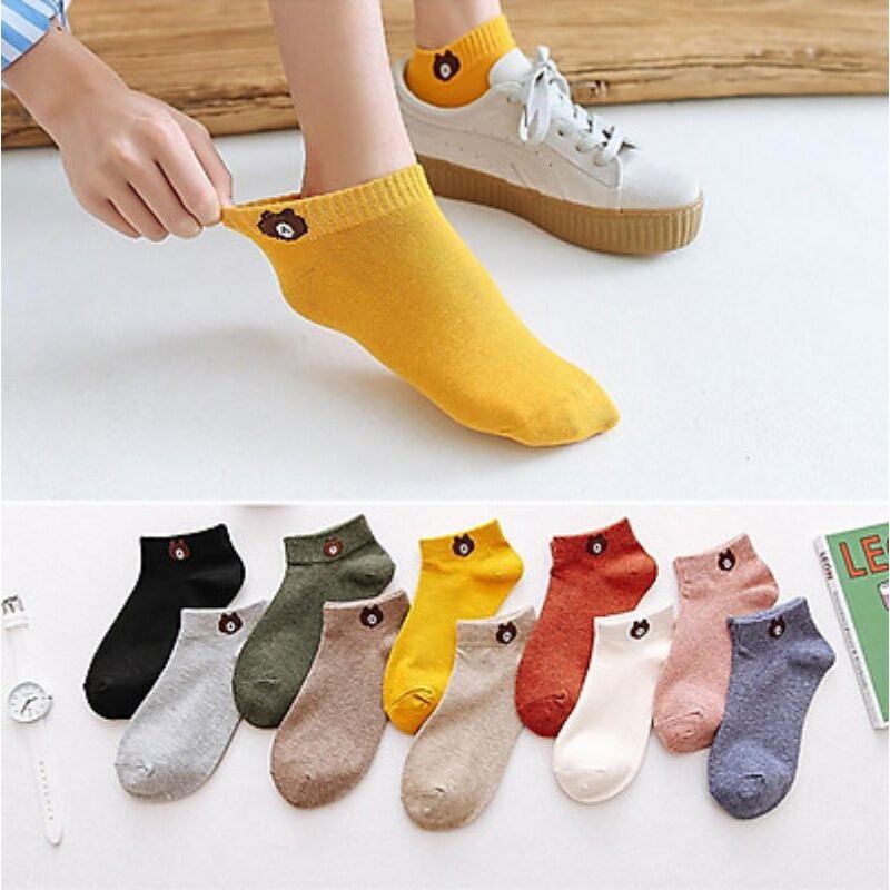 Combo 5 đôi Vớ Nữ / Tất nữ gấu brown dễ thương, tất gấu brown - thấm hút mồ hôi