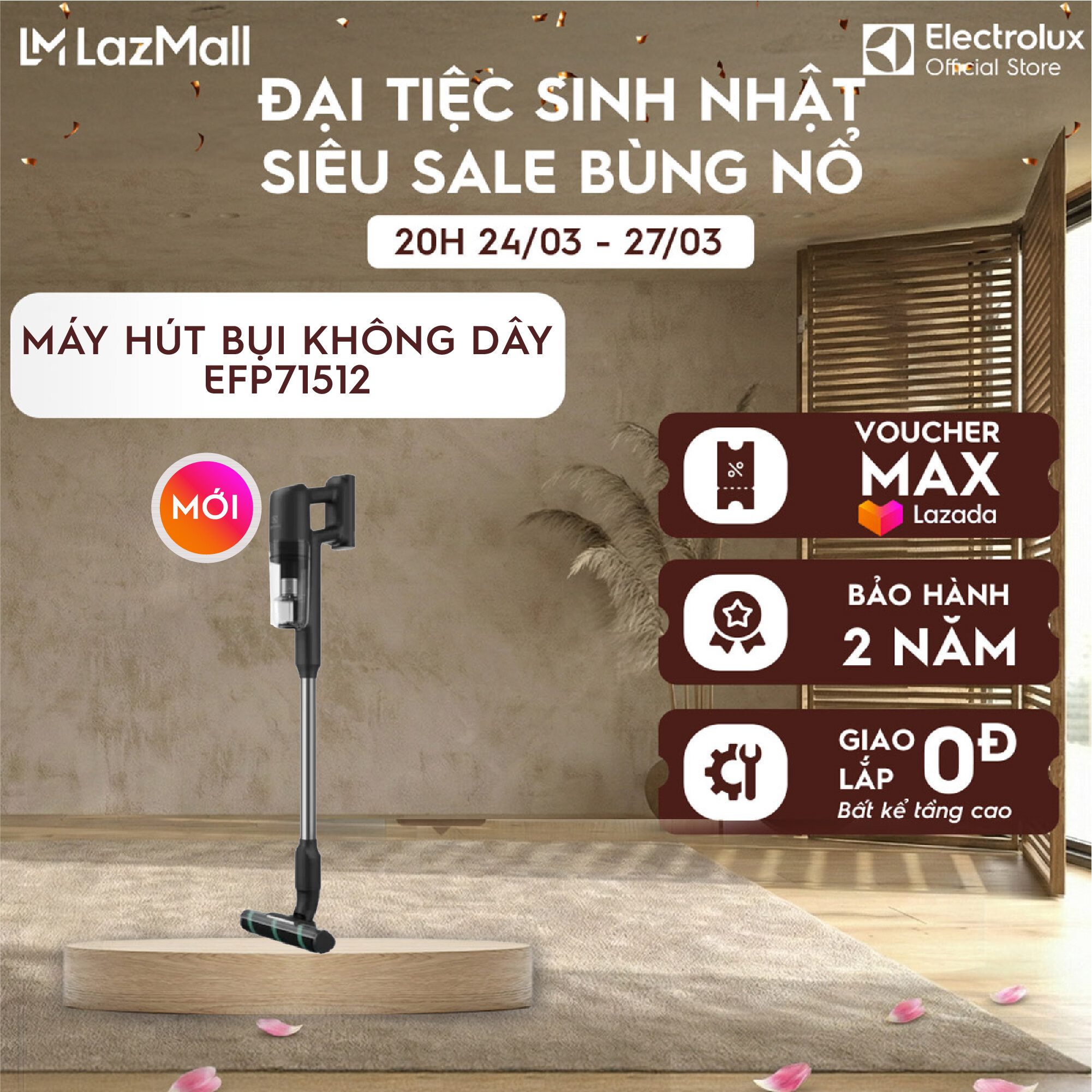 Máy hút bụi không dây Electrolux UltimateHome 700 EFP71512 - Dung lượng 0.3L, trọng lượng 1.93kg