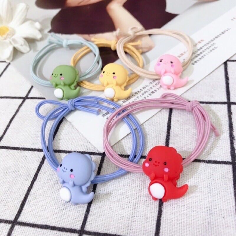 Set 5 dây cột tóc khủng long 5 màu