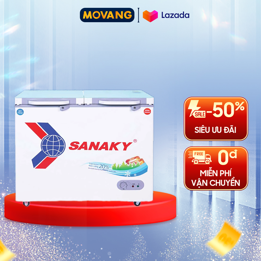 [GIAO TẠI HCM] - Tủ đông/mát Sanaky VH-2899W2KD - Mặt kính cường lực (2 ngăn 2 cánh, 280 lít)