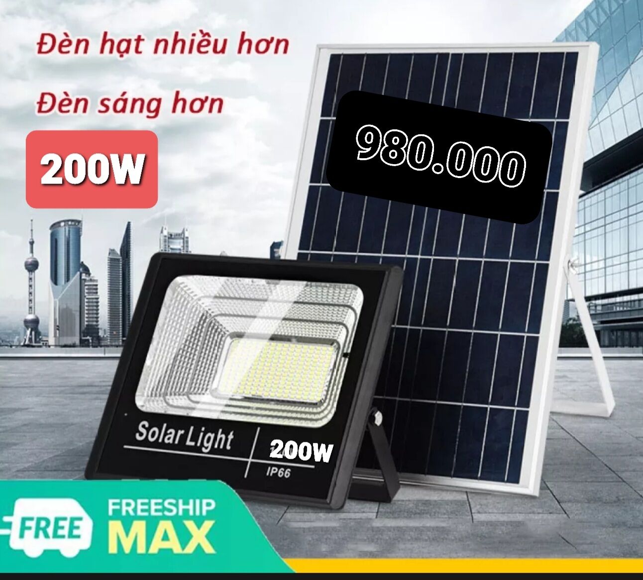 Đèn pha năng lượng mặt trời 200w