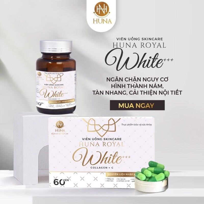 Viên Uống Trắng Da Mờ Nám White+++ Cao Cấp Huna