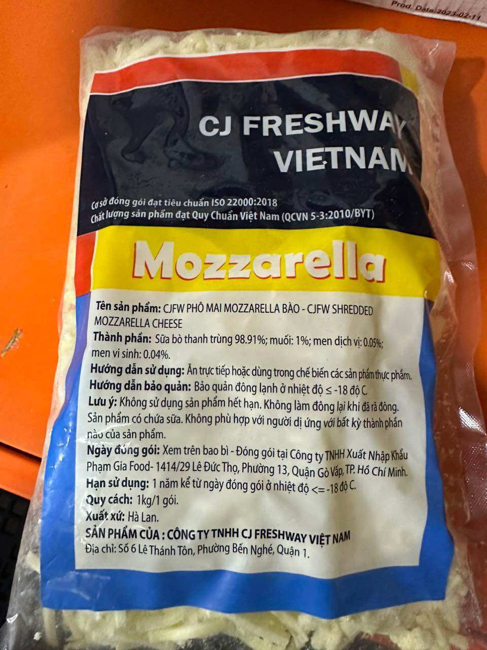 - phomai mozzarella bào sợi - túi 1kg