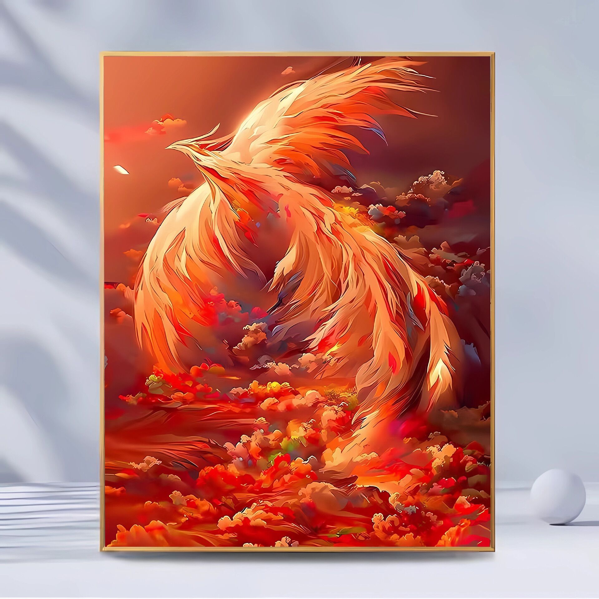 Sẵn) tranh sơn dầu số hóa diy khổ 40x50cm- phượng hoàng lửa