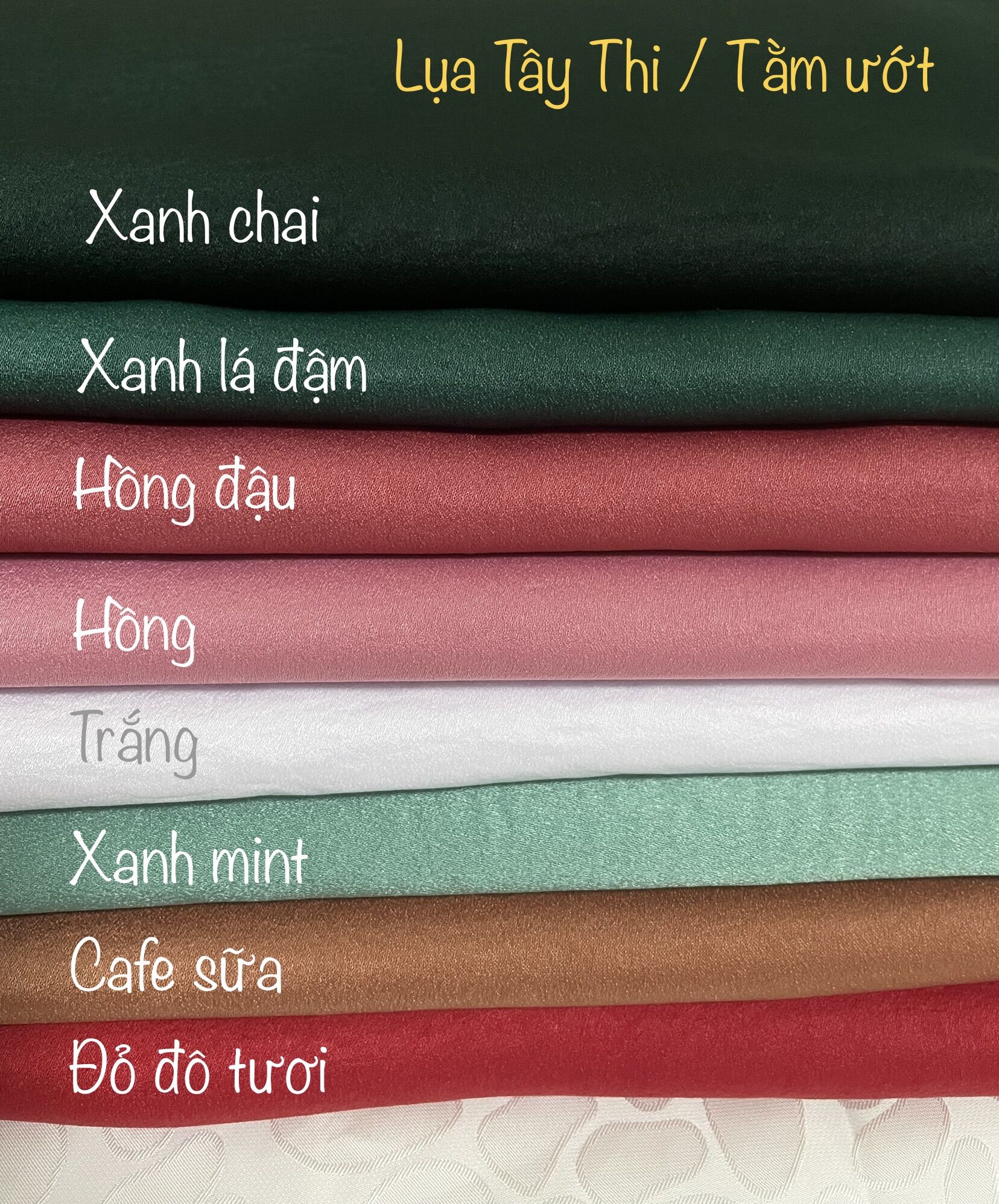 Lụa tằm ướt / tây thi - may áo dài, sườn xám, áo kiểu, đầm váy - mềm, rũ, co giãn.