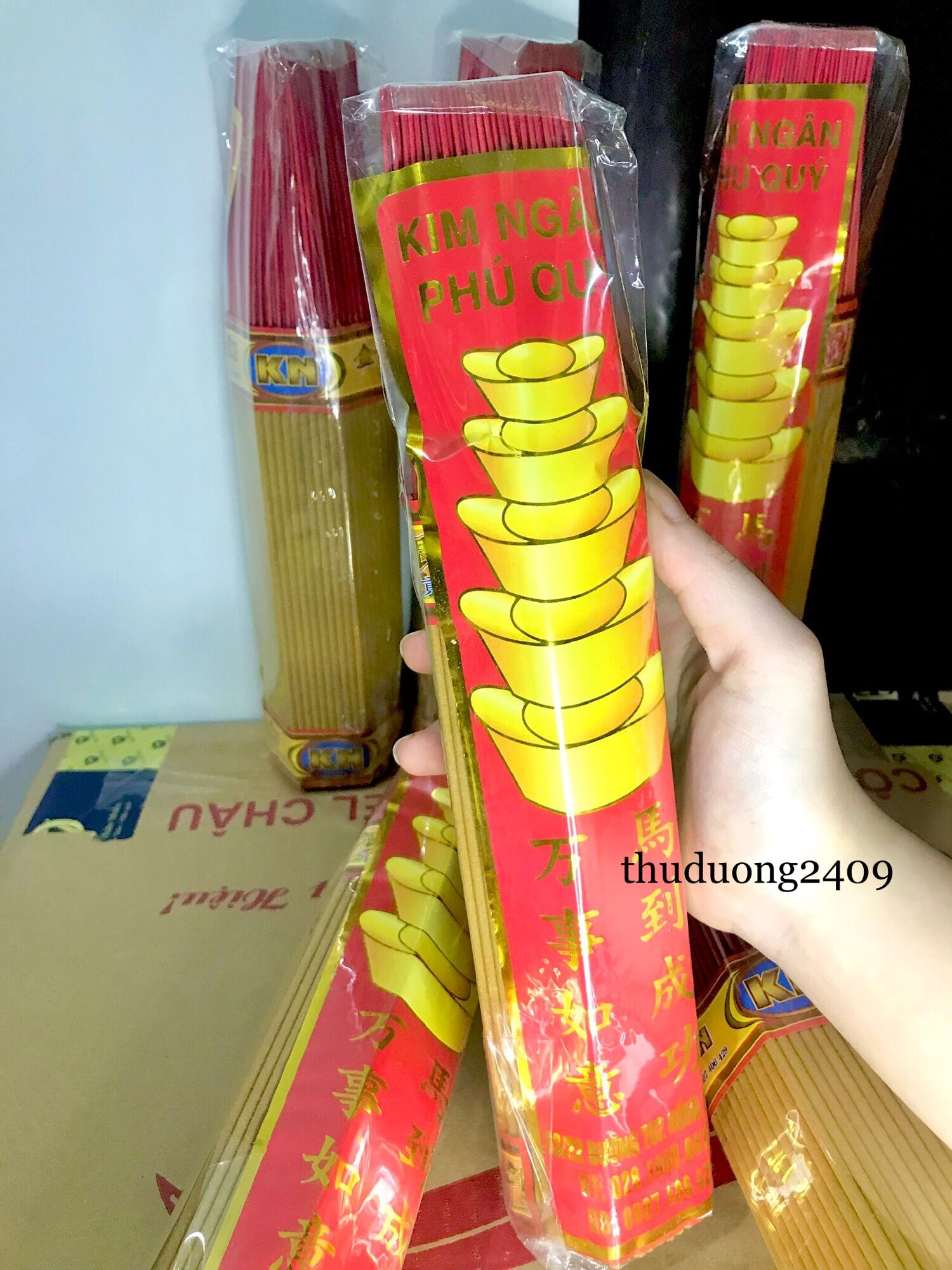 Nhang thỏi vàng kim ngân phú quý bó 3 tấc