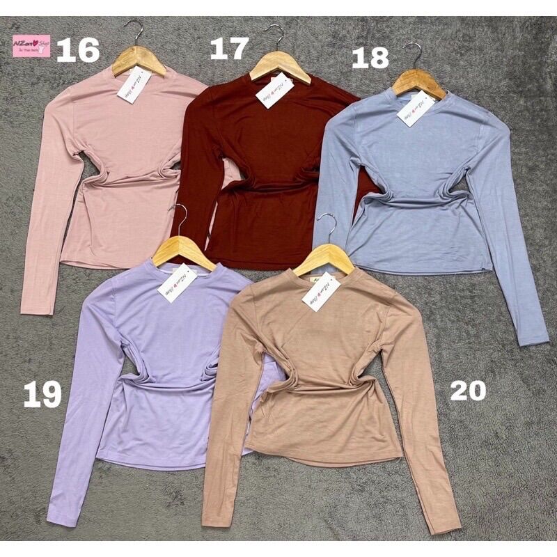[HCM]Combo 3 áo thun body trơn tay dài cổ tròn