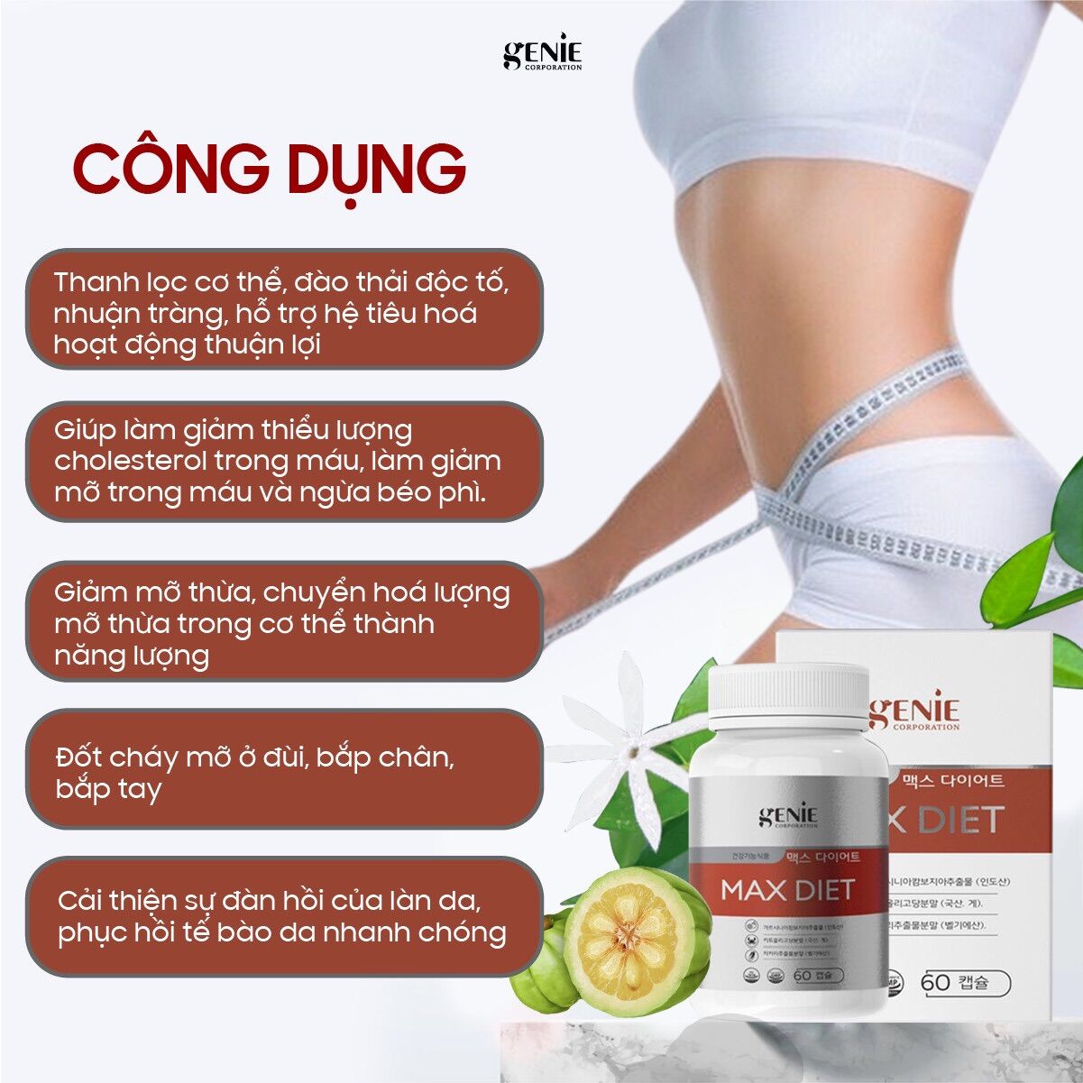 Giảm cân Max Diet Genie hộp 60v