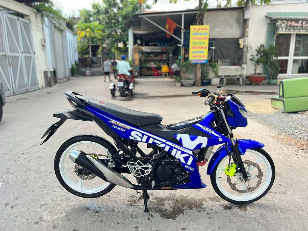 Tem rời satria - Mẫu tem 3 lớp chế zin suzuki xanh gp
