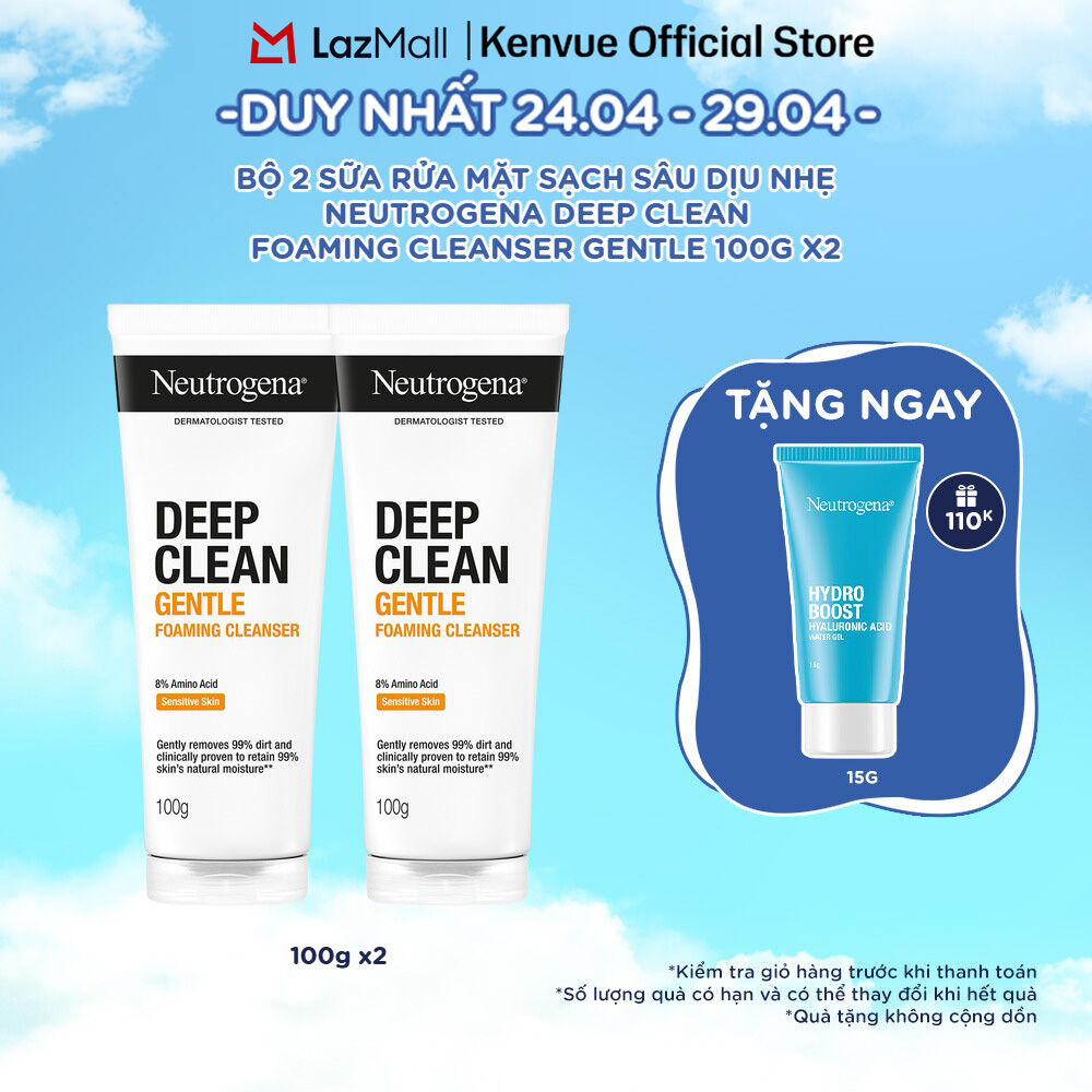 Combo Sữa rửa mặt Sạch Sâu Lành Tính Neutrogena Deep Clean Gentle Foaming Cleanser 100g x2