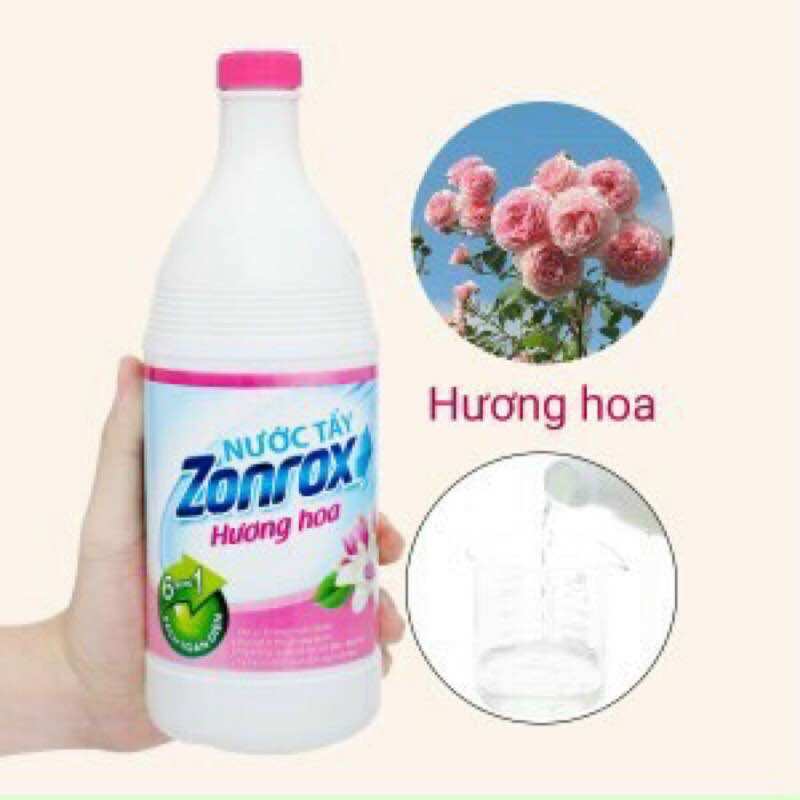 Nước Tẩy Trắng Quần Áo ZONROX 500ml, 1Lít