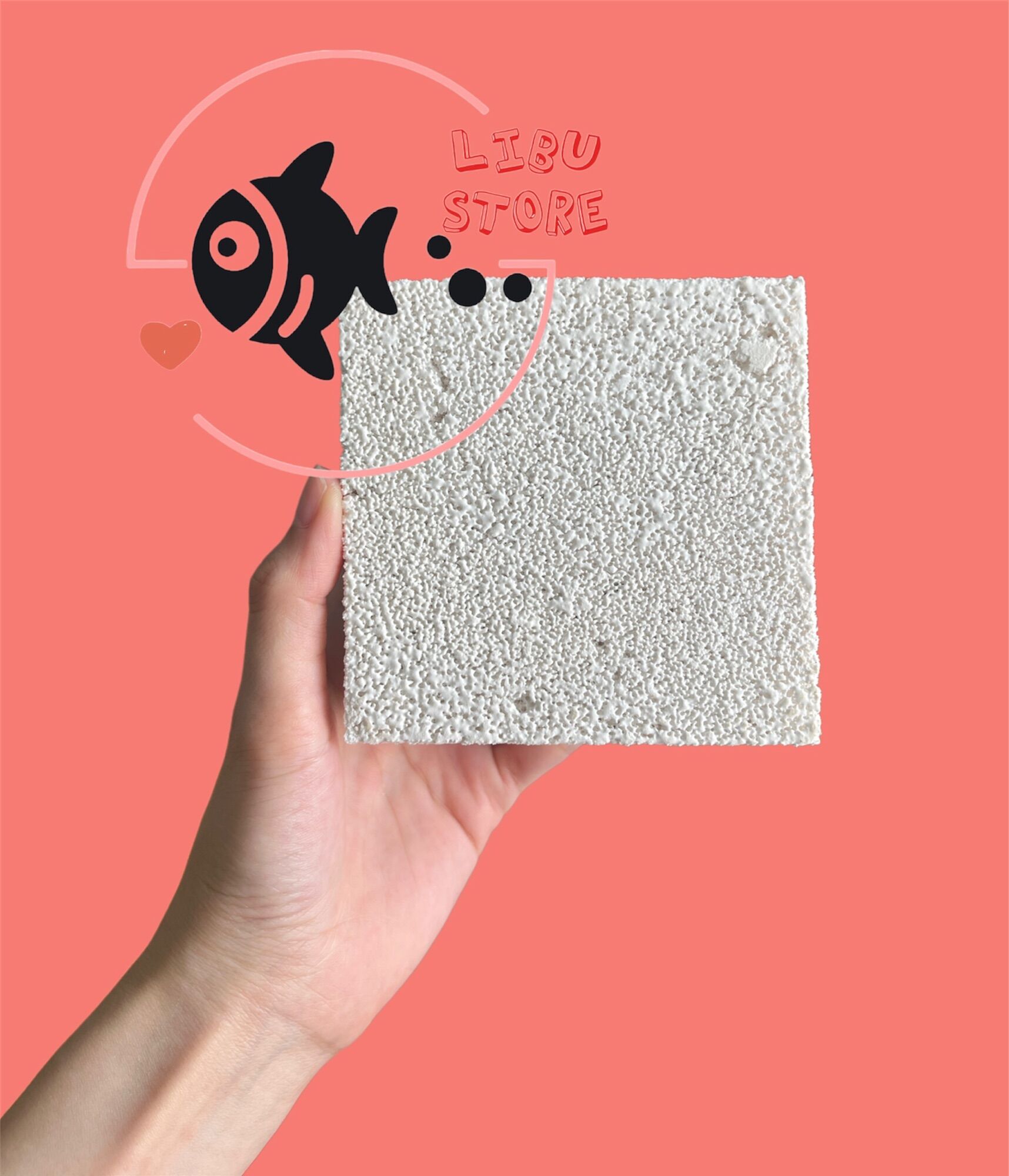 Sứ vuông tàu hủ lọc nước hồ cá 9.5x9.5x5cm