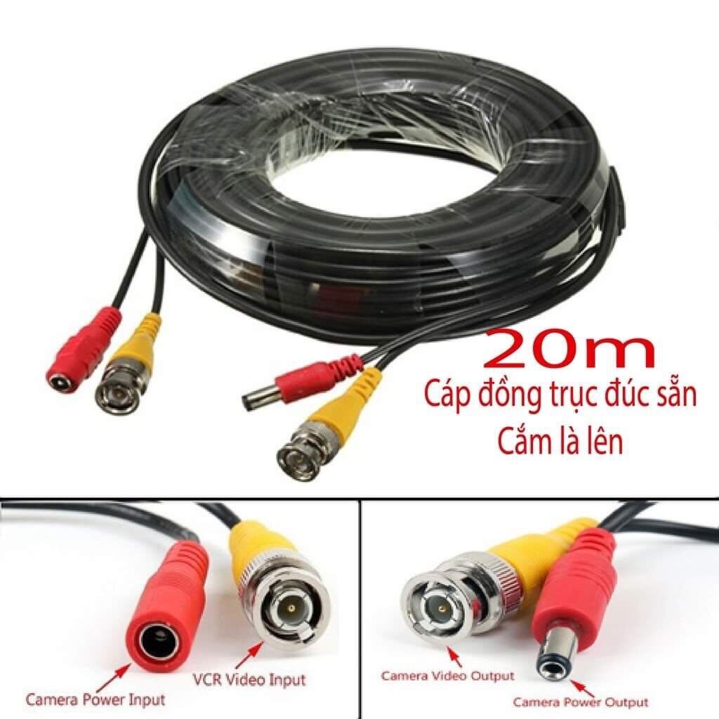 Cuộn dây cáp đồng trục liền nguồn cho camera - dây cáp đồng trục liền nguồn dài 20m