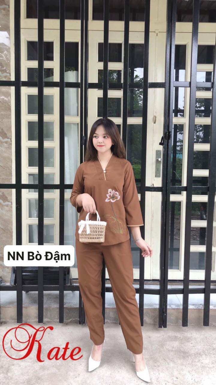 Đồ Lam Đi chùa#_ Mẫu nút Ngọc _ Thêu Sen
