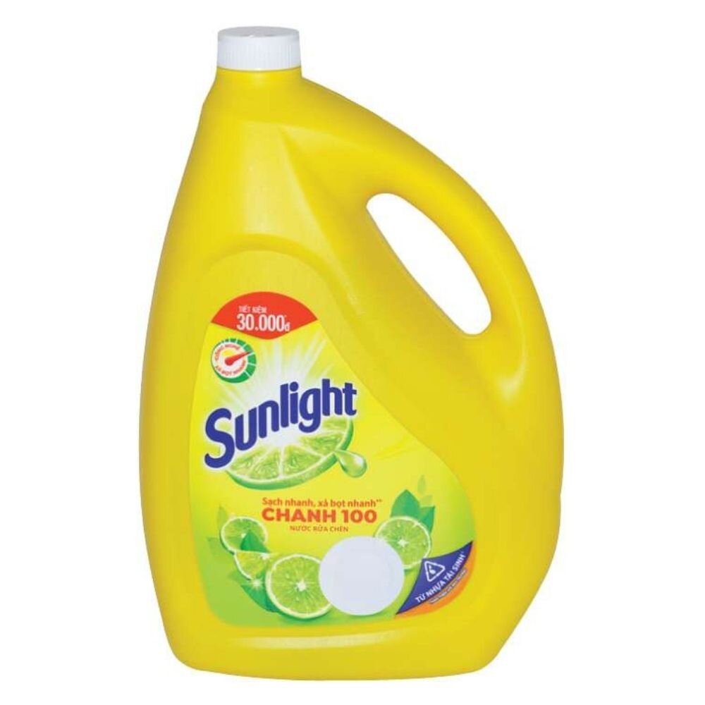 Nước rửa chén bát sunlight chanh 100 sạch nhanh rửa sạch dầu mỡ can 3.6kg