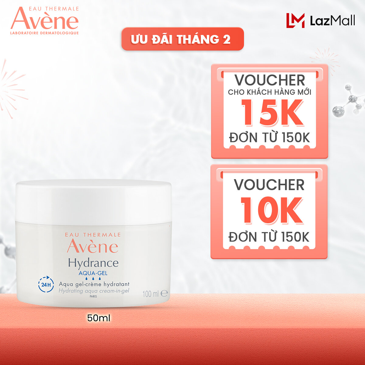 Gel cấp ẩm Eau Thermale Avène HYDRANCE Aqua Cream-in-Gel dưỡng ẩm và làm dịu hàng ngày cho da khô và nhạy cảm 50ml