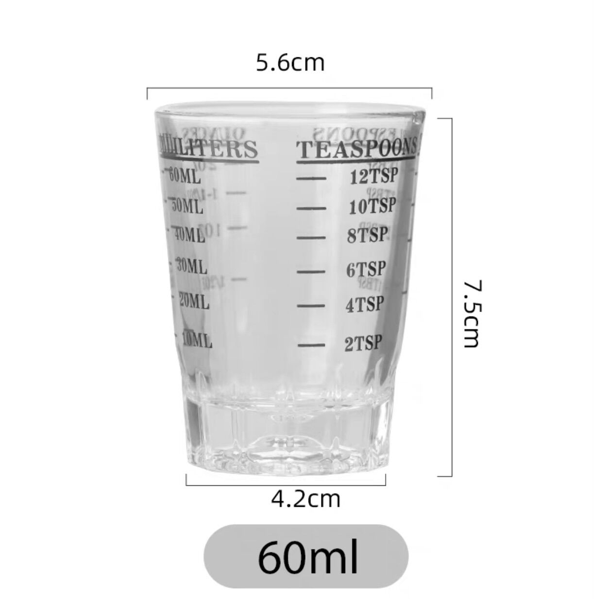 Cốc đong ly đong thuỷ tinh định lượng 30ml 60ml 90ml