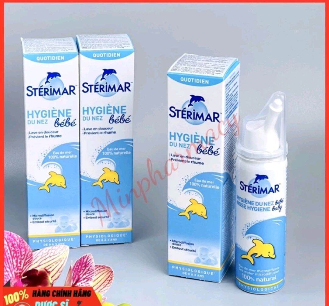 [Date 2028] Xịt mũi cá heo Sterimar Pháp Chai 50ml - giúp làm sạch hết nghẹt mũi cho trẻ sơ sinh