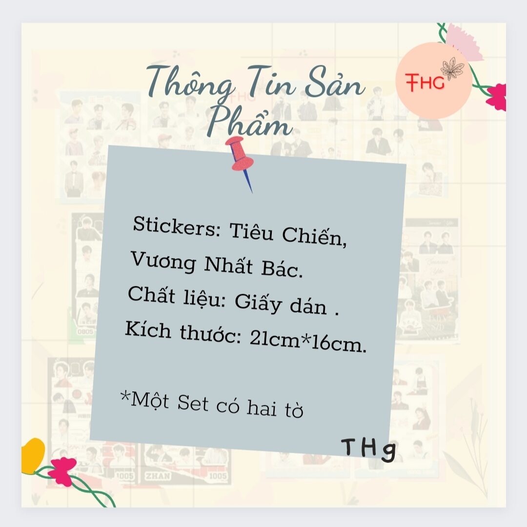 [ Sticker ] Vương Nhất Bác, Tiêu Chiến, Bát Quân Nhất Tiêu ( Hai tờ )