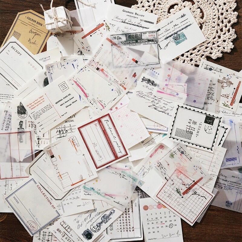 Set 15/45 Giấy Note Vintage Trang Trí Sổ Bullet Journal, Junk Journal, Scrapbook Mix Ngẫu Nhiên