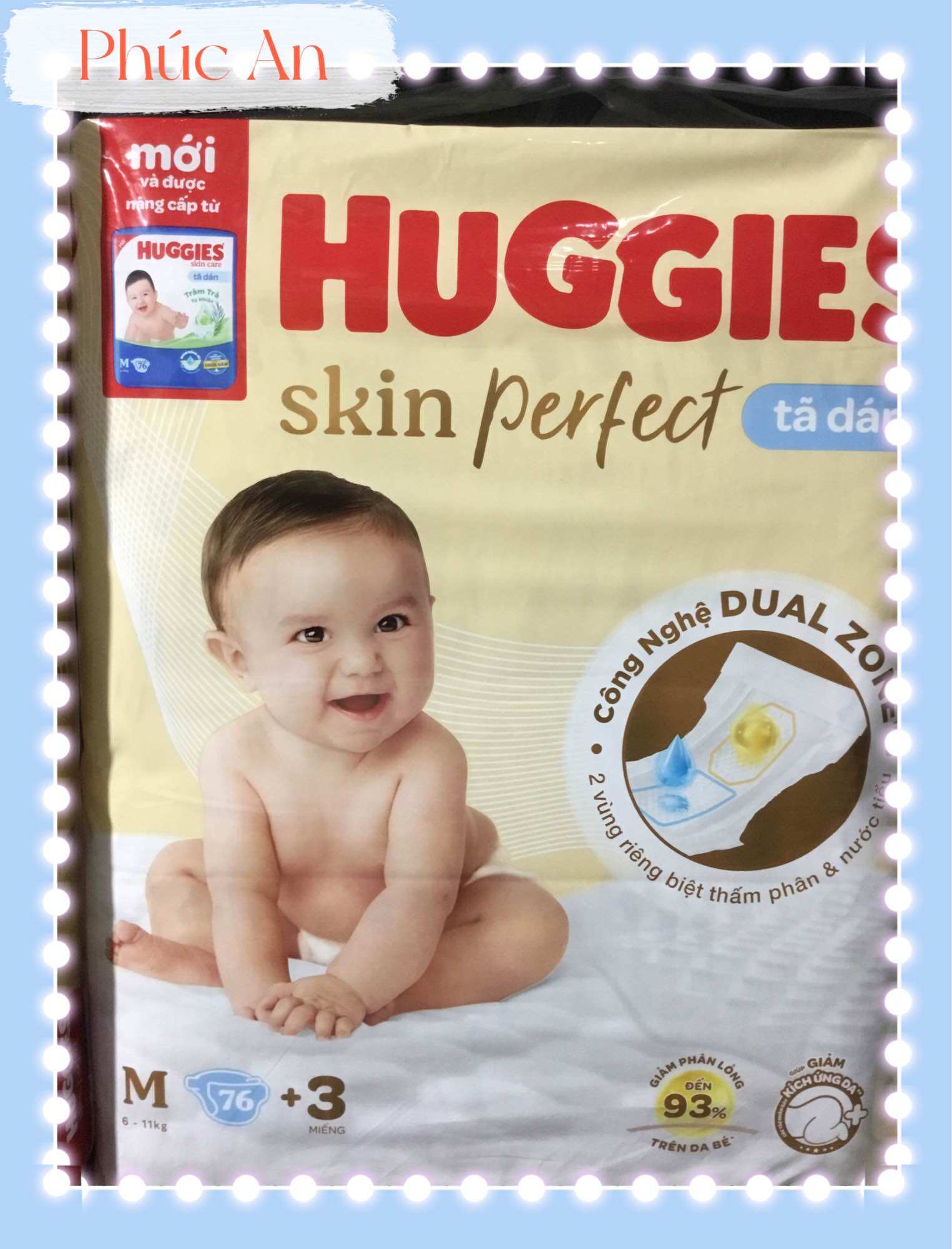 Tã dán huggies skin perfect size m 76 miếng cho bé 6 đến 11 kg - bỉm dán trẻ em huggies m76